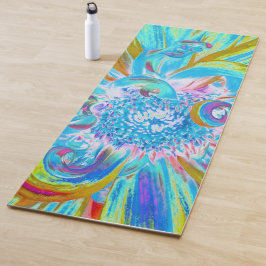 Festliche Chartreuse und Blue Dahlia Blume Petals Yogamatte