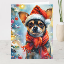 Festliche Chihuahua in einer Weihnachtsmannmütze W Karte