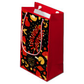 Festliche chinesische Neujahrsfeier Rot und Schwar Kleine Geschenktüte (Rückseite Schrägansicht)