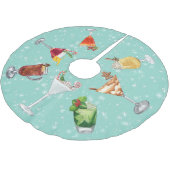 Festliche Cocktailgetränke Weihnachten Wasserfarbe Polyester Weihnachtsbaumdecke (Schrägansicht)