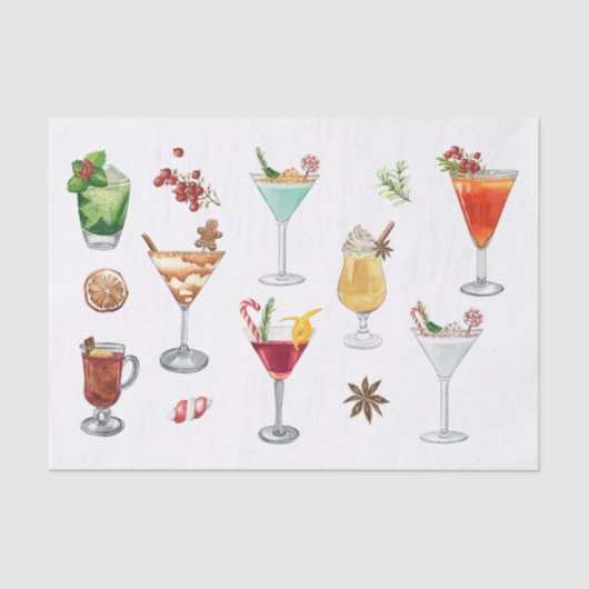 Festliche Cocktails Weihnachten Martini Seidenpapier (Vorderseite)