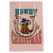 Festliche Country Western Weihnachtsschuhe Mittlere Geschenktüte (Rückseite)