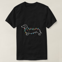 Festliche Dackel mit Weihnachtsbeleuchtung T-Shirt