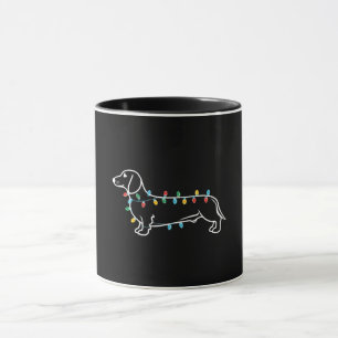 Festliche Dackel mit Weihnachtsbeleuchtung Tasse