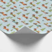 Festliche Dackeln im Schneemuster Geschenkpapier (Ecke)