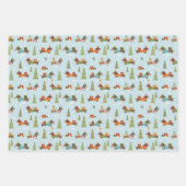 Festliche Dackeln im Schneemuster Geschenkpapier Set (Vorderseite)