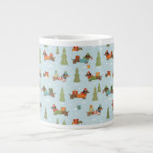 Festliche Dackeln im Schneemuster Jumbo-Tasse (Vorderseite)