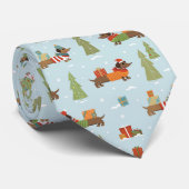 Festliche Dackeln im Schneemuster Krawatte (Gerollt)