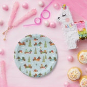 Festliche Dackeln im Schneemuster Pappteller (Party)