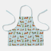 Festliche Dackeln im Schneemuster Schürze (Vorderseite)