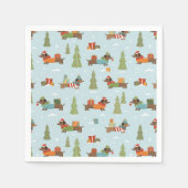 Festliche Dackeln im Schneemuster Serviette (Vorderseite)