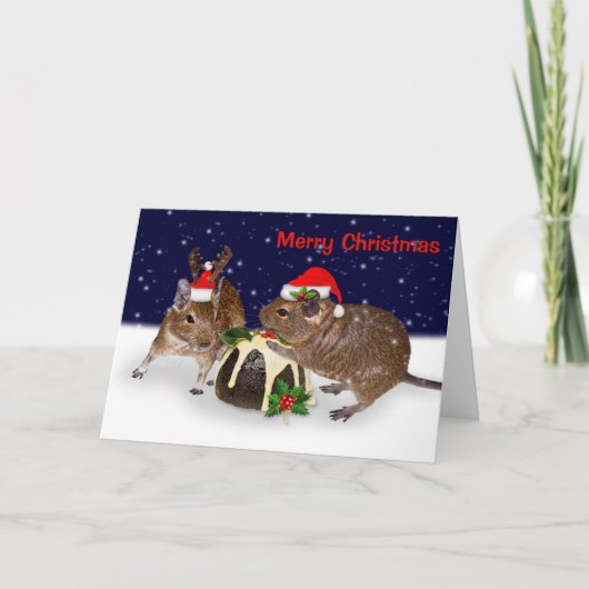 Festliche Degus Weihnachtskarte Feiertagskarte (Vorderseite)