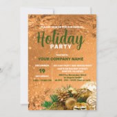 Festliche Dekorationen Goldene Weihnachtsgesellsch Einladung (Vorderseite)