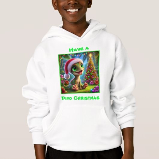 Festliche Dinosaurier Weihnachten Hoodie (Vorderseite)