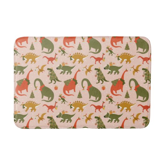 Festliche Dinosaurier Weihnachtsbaum Urlaubsmuster Badematte (Vorderseite)