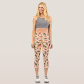 Festliche Dinosaurier Weihnachtsbaum Urlaubsmuster Capri Leggings (Vorderseite)