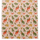 Festliche Dinosaurier Weihnachtsbaum Urlaubsmuster Duschvorhang (Vorderseite)