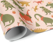 Festliche Dinosaurier Weihnachtsbaum Urlaubsmuster Geschenkpapier (Rolleneckpunkt)