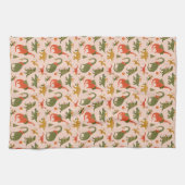 Festliche Dinosaurier Weihnachtsbaum Urlaubsmuster Geschirrtuch (Horizontal)