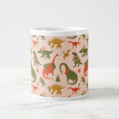 Festliche Dinosaurier Weihnachtsbaum Urlaubsmuster Jumbo-Tasse (Vorderseite)
