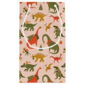 Festliche Dinosaurier Weihnachtsbaum Urlaubsmuster Kleine Geschenktüte (Rückseite)