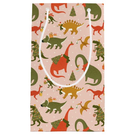 Festliche Dinosaurier Weihnachtsbaum Urlaubsmuster Kleine Geschenktüte (Vorderseite)