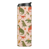 Festliche Dinosaurier Weihnachtsbaum Urlaubsmuster Thermosbecher (Nach links gedreht)