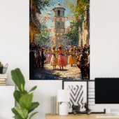 Festliche Dorffeier im Stil eines Impressionisten Poster (Heimbüro)