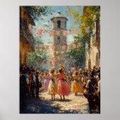 Festliche Dorffeier im Stil eines Impressionisten Poster (Vorne)