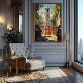 Festliche Dorffeier im Stil eines Impressionisten Poster