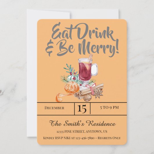 Festliche Drinks Party essen Drink & Sei fröhlich! Einladung (Vorderseite)