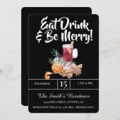 Festliche Drinks Party essen Drink & Sei fröhlich! Einladung (Vorne/Hinten)