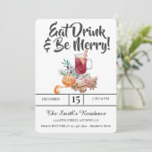 Festliche Drinks Party essen Drink & Sei fröhlich! Einladung (Stehend Vorderseite)