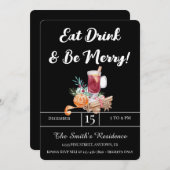 Festliche Drinks Party essen Drink & Sei fröhlich! Einladung (Vorne/Hinten)