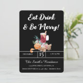 Festliche Drinks Party essen Drink & Sei fröhlich! Einladung (Stehend Vorderseite)