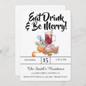 Festliche Drinks Party essen Drink & Sei fröhlich! Einladung (Vorne/Hinten)
