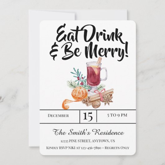 Festliche Drinks Party essen Drink & Sei fröhlich! Einladung (Vorderseite)