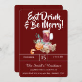 Festliche Drinks Party essen Drink & Sei fröhlich! Einladung (Vorne/Hinten)