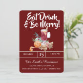 Festliche Drinks Party essen Drink & Sei fröhlich! Einladung (Stehend Vorderseite)