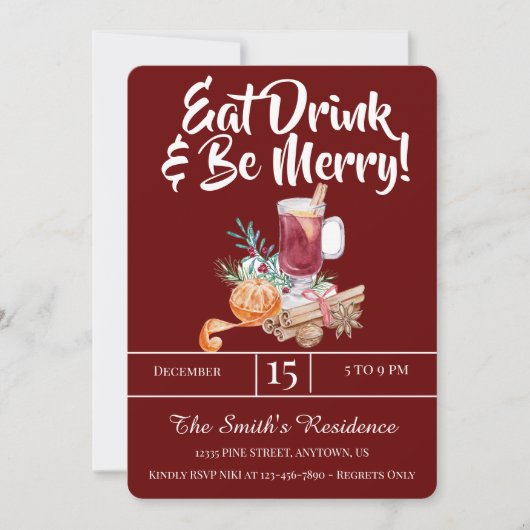 Festliche Drinks Party essen Drink & Sei fröhlich! Einladung (Vorderseite)