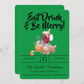 Festliche Drinks Party essen Drink & Sei fröhlich! Einladung (Vorne/Hinten)