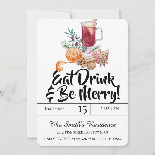 Festliche Drinks Party essen Drink & Sei fröhlich! Einladung (Vorderseite)