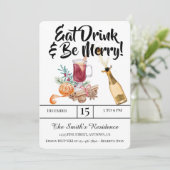 Festliche Drinks Party essen Drink & Sei fröhlich! Einladung (Stehend Vorderseite)