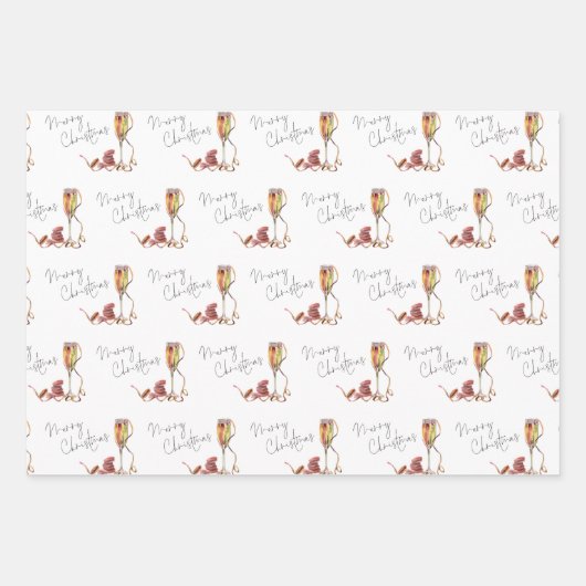 Festliche Drinks Strumpf Frohe Weihnachtsschrift Geschenkpapier Set (Vorderseite 2)