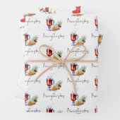 Festliche Drinks Strumpf Frohe Weihnachtsschrift Geschenkpapier Set (Beispiel)