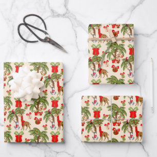 Festliche Dschungeltiere Party Weihnachten Geschenkpapier Set