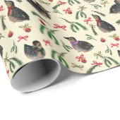 Festliche Ducklings mit Ornamenten Weihnachtsfeier Geschenkpapier (Rolleneckpunkt)