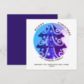 Festliche, einfache Weihnachtsbaumfamilie Feiertagskarte (Vorne/Hinten)