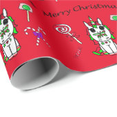Festliche Einhörner und Weihnachtslieder Weihnacht Geschenkpapier (Rolleneckpunkt)