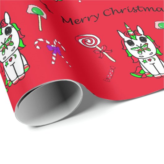 Festliche Einhörner und Weihnachtslieder Weihnacht Geschenkpapier (Rolleneckpunkt)